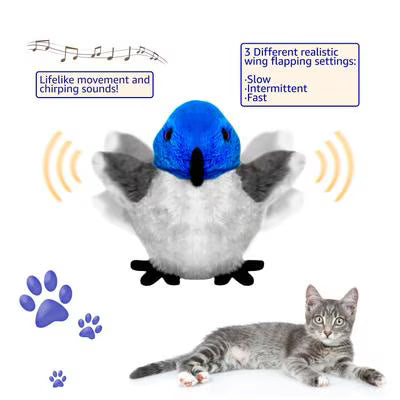 Pet Fit For Life Flapping Bird Interactive Cat Toy, Blue