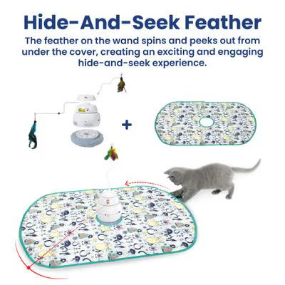 PawsPik Interactive 4-in-1 Laser & Hide & Seek Rechargeable Automatic Cat Exercise Toy