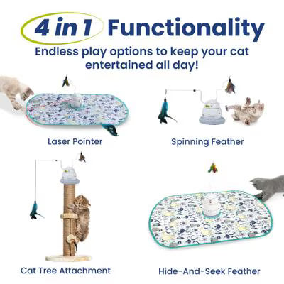 PawsPik Interactive 4-in-1 Laser & Hide & Seek Rechargeable Automatic Cat Exercise Toy